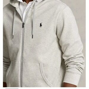 Polo Ralph Lauren Mens L Full Zip Hoodie Gray Heather Pony Logo VERY NICE!